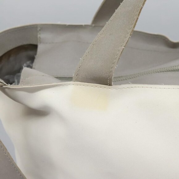 CHANEL Hand Bag Nylon 2way White Gray Silver CC Auth - Picture 10 of 16